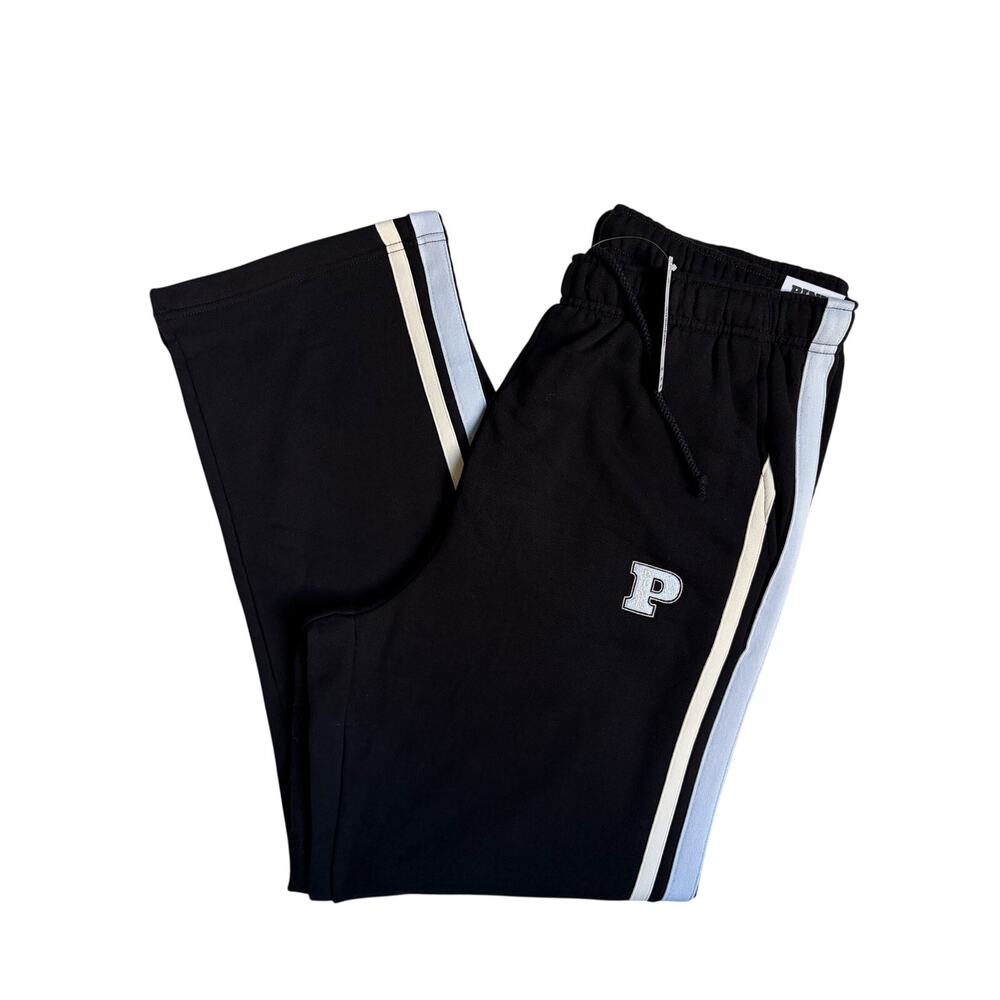 NWT Victoria's Secret Pink Ivy Fleece Wide Leg Sweatpants (Black) - Large